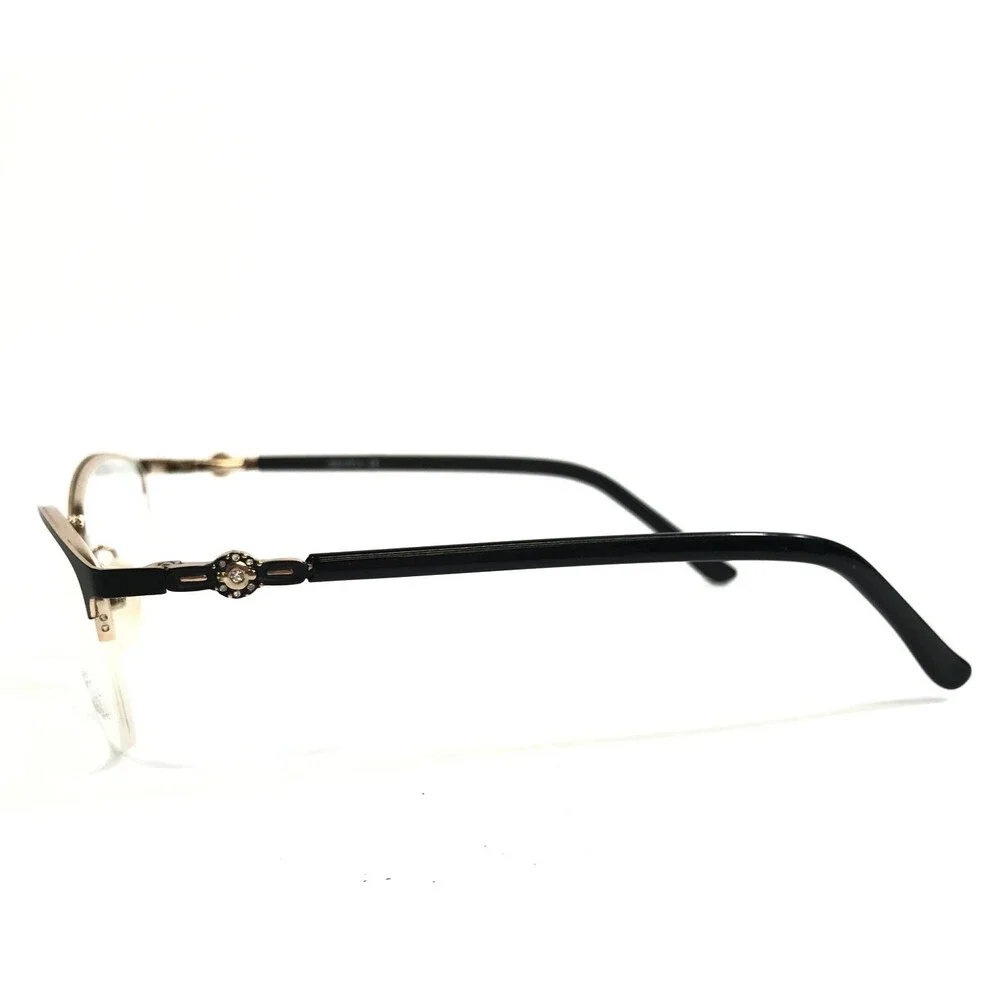 Serafina Eyewear Eyeglasses Frames ANYA BLACK Gold Cat Eye Half Rim 51-16-140